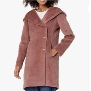 Cole Haan Signature Alpaca Wool Blend Hooded Coat Peony Pink Size 12